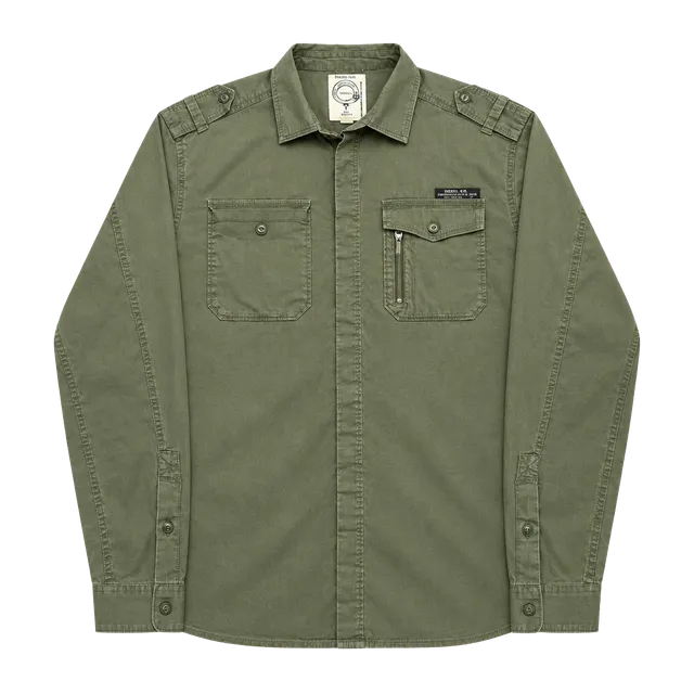 Diesel Utility Shirt XL Military Style Epaulet Cargo Pocket Long Sleeve