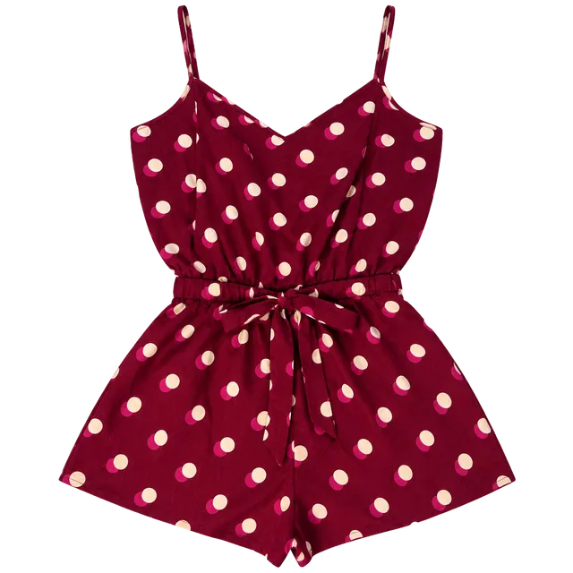 Victoria's Secret Satin Polka Dot Romper Size M Burgundy