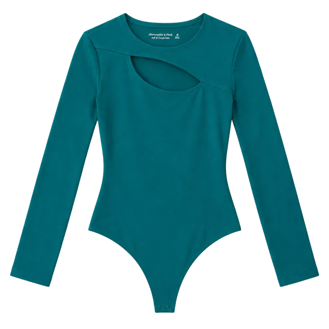 Abercrombie & Fitch Cutout Bodysuit Size M Teal Long Sleeve