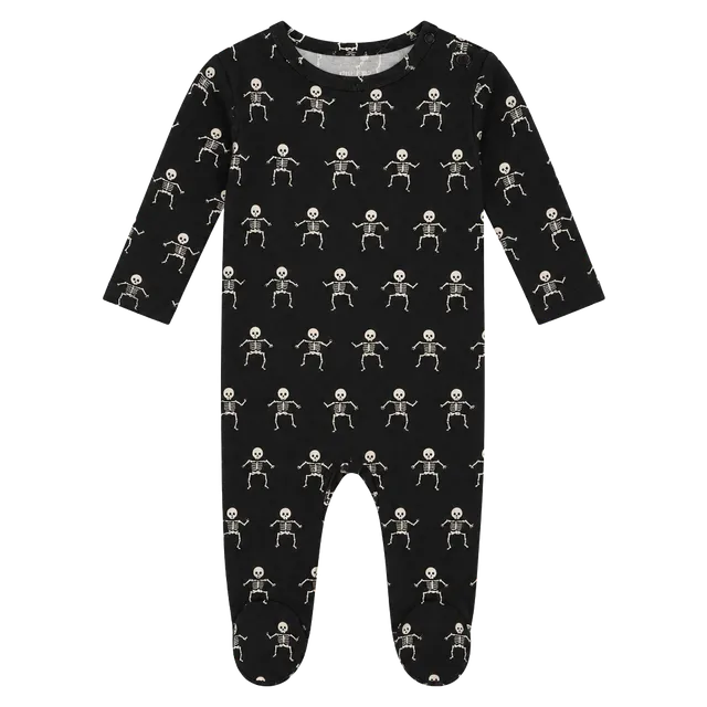 Posh Peanut Glow-in-the-Dark Skeletons Romper Size 12-18 Mos Black White