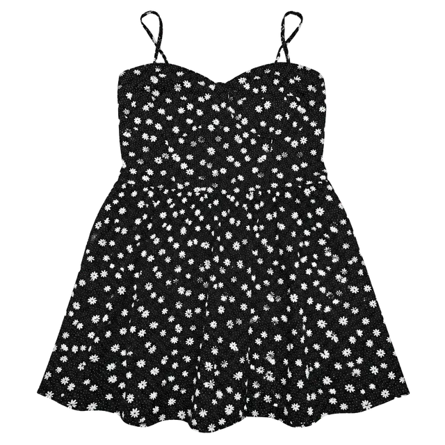 No Boundaries Daisy Print Dress Size XXL 21 Black