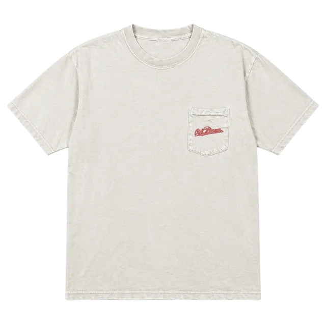 Old Row T-Shirt Size M Cream Pin-Up Graphic Pocket Tee