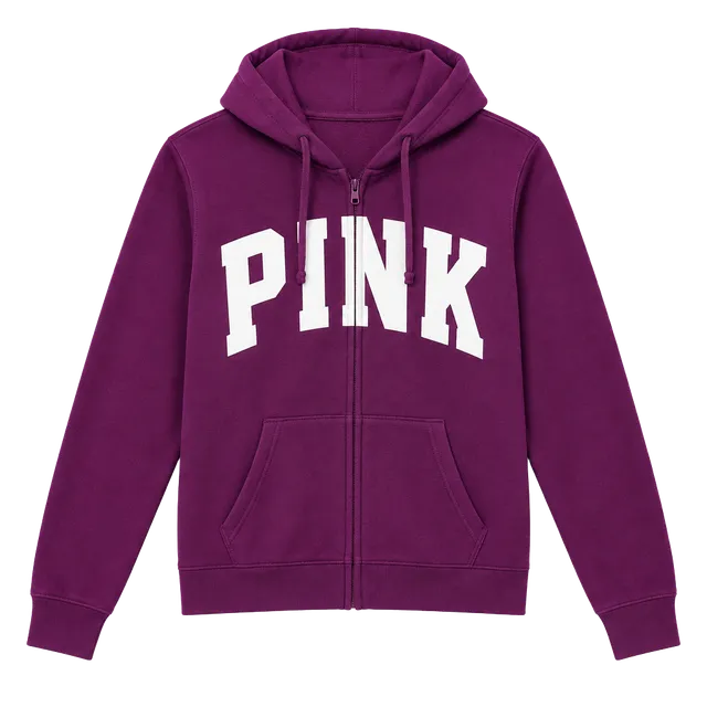 Victoria's Secret PINK Full Zip Hoodie Size L Purple White