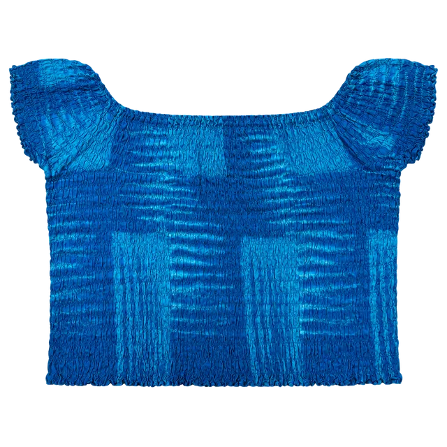 In Gear Smocked Top Size 2X Blue Tie Dye