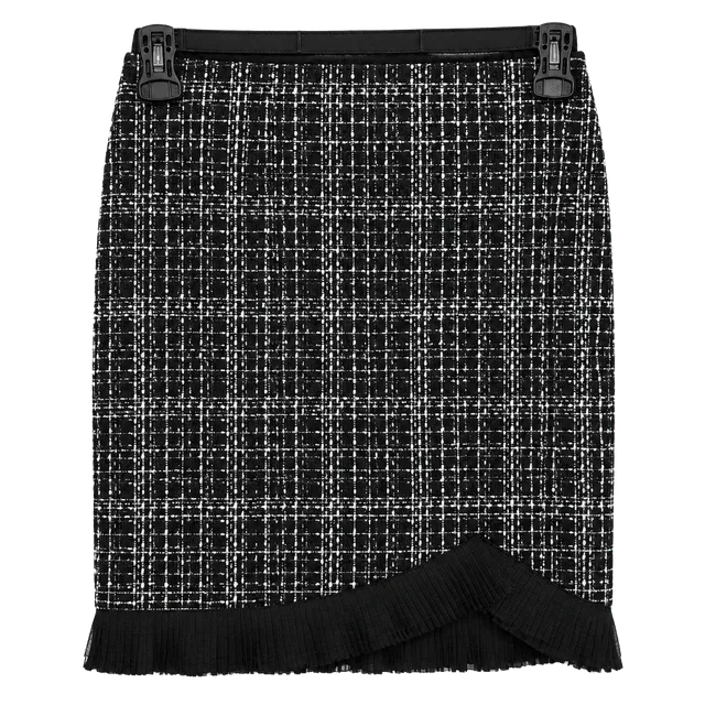 White House Black Market Skirt Size 6 Black White Tweed Pleated Hem
