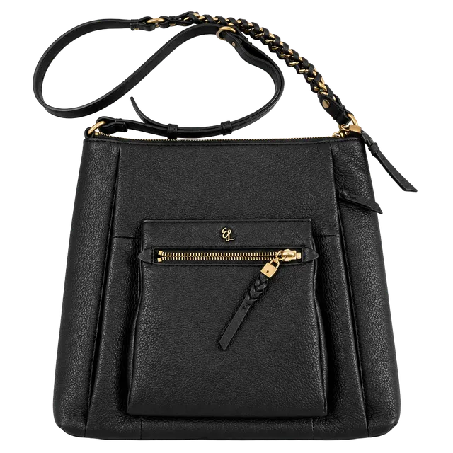 Elliott Lucca Black Leather Crossbody Bag Gold Hardware