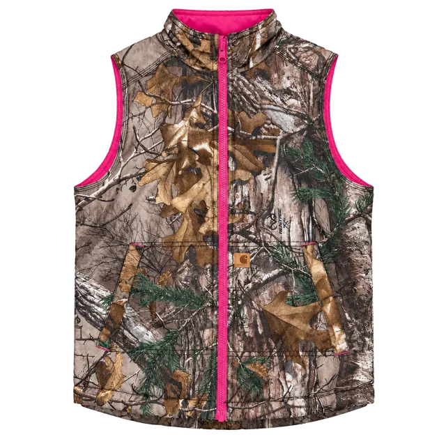 Carhartt Reversible Camo Puffer Vest Size M (10/12) Pink/Camo