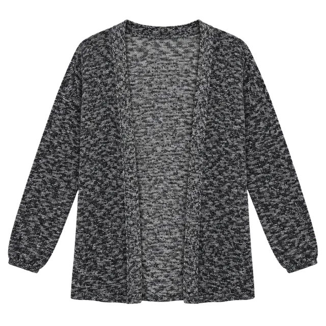 Old Navy Open Cardigan Sweater Size M Black White Speckled Knit