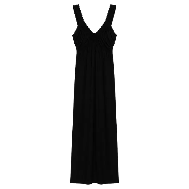 Braided-Strap Black Maxi Dress