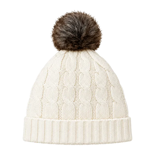 Baby Gap Cable Knit Beanie Size 3-6M White Pom Pom Winter Hat