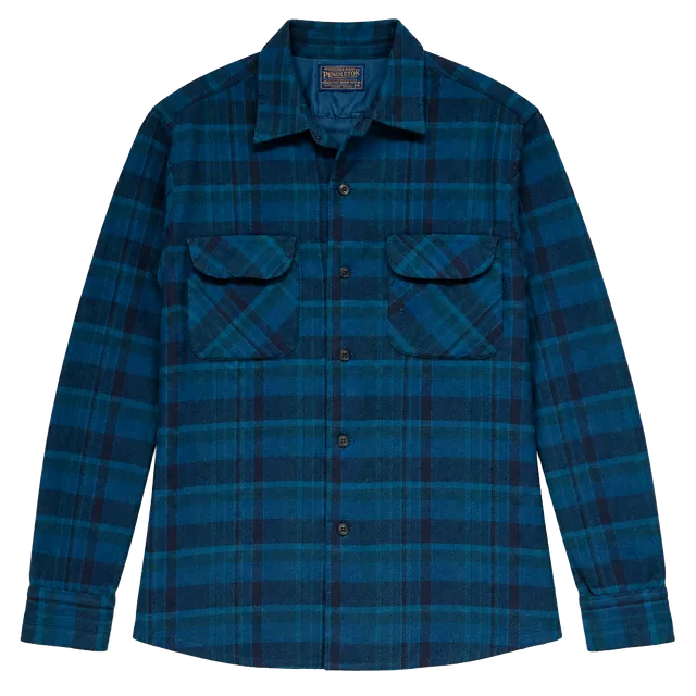 Pendleton Wool Shirt Size M Blue Plaid Virgin Wool Flannel