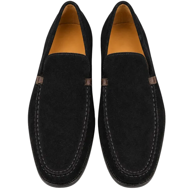 Drake's Henri Summer Loafers Black Suede Loafers