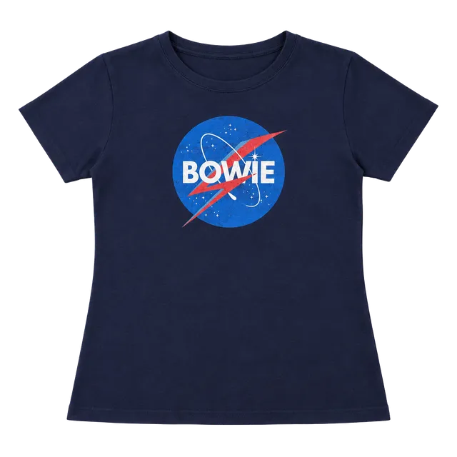 David Bowie To The Moon NASA Graphic T-Shirt Navy Blue
