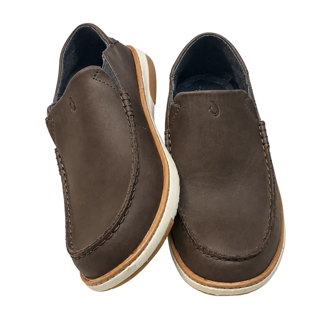 OluKai Moku Leather Slip On Shoes Brown Leather
