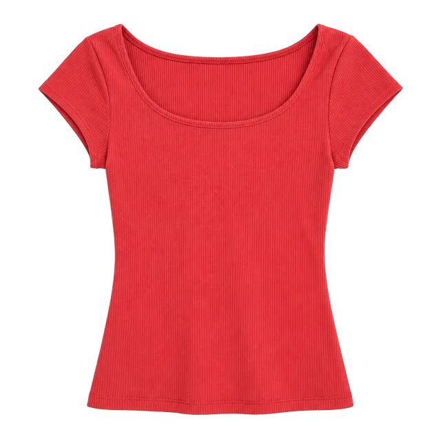 BDG Ribbed Scoop Neck Top Red