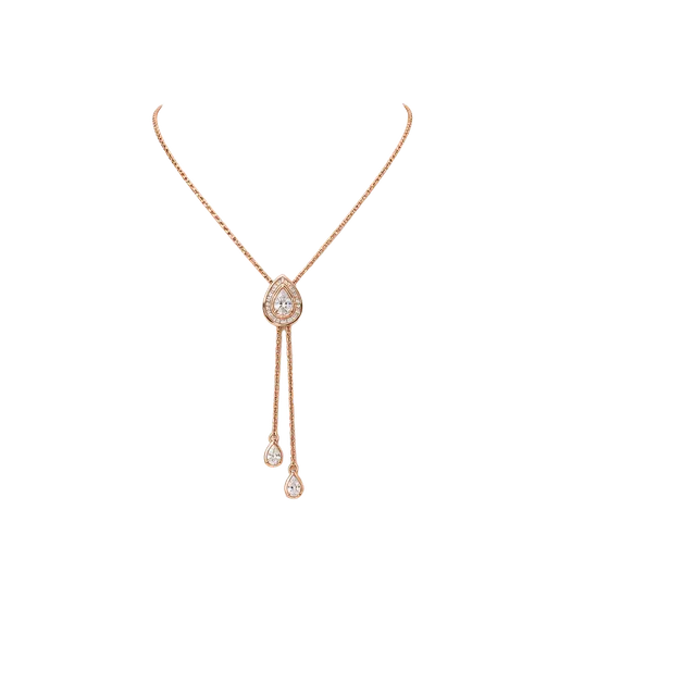BP The Lily Grey Bolo Pear Shaped Necklace CZ Rose Gold 
