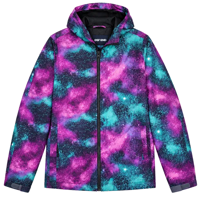 Lands' End Kids Winter Jacket Size XL Galaxy Print Hooded Insulated