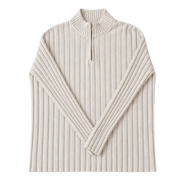 Lauren Ralph Lauren Quarter Zip Ribbed Sweater Size L Cream