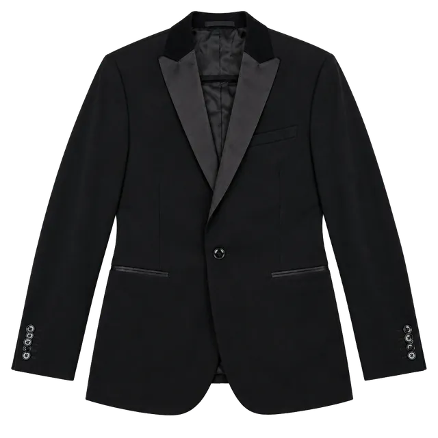 Express Mens Black Velvet Tuxedo Blazer Satin Peak Lapel Formal Jacket