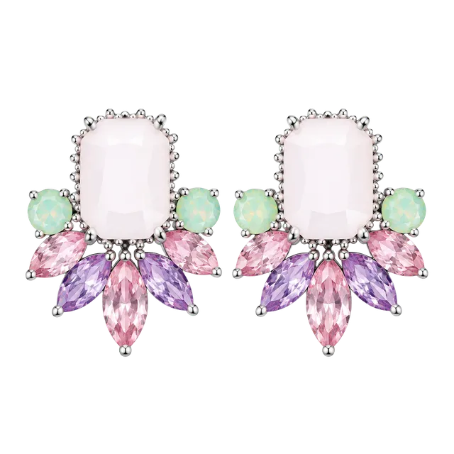 Pink & Green Crystal Statement Earrings