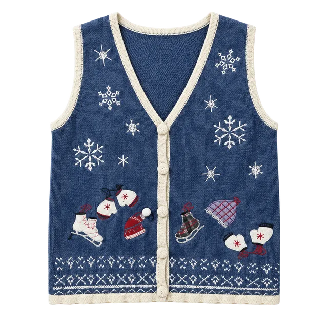 Embroidered Christmas Vest Size S