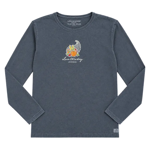 Life Is Good Long Sleeve Crusher Tee XXL Cornucopia Thanksgiving