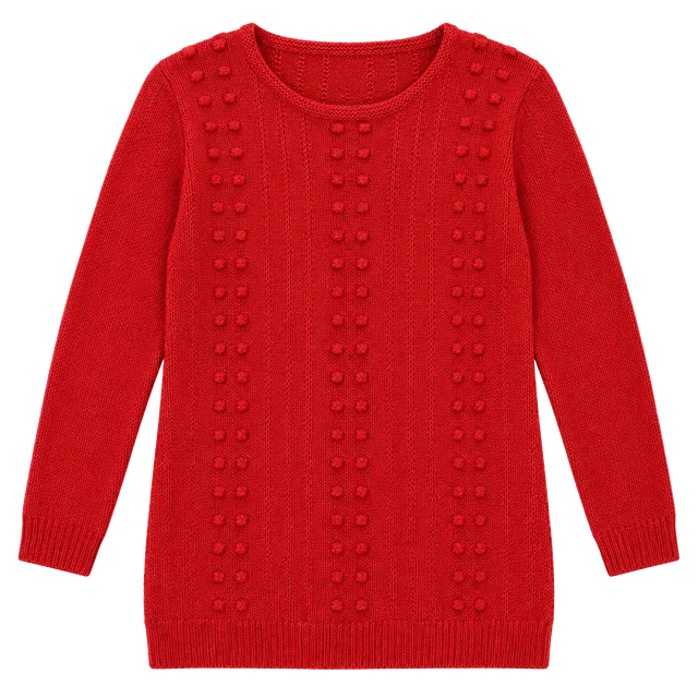Joe Fresh Women’s Small Red Bobble Knit Sweater Textured Pullover Cozy Crewneck
