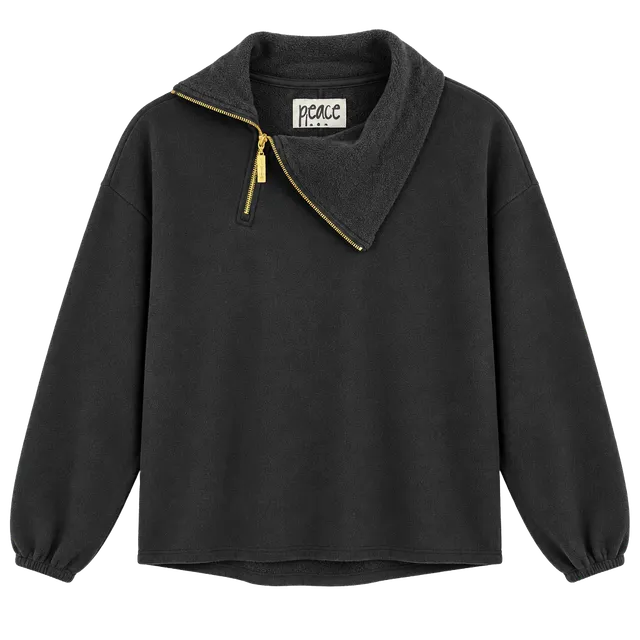 Peace Love World Quarter Zip Sweatshirt Size M Black