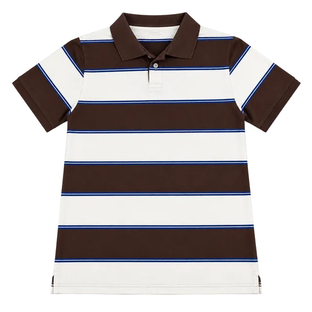 Vintage Expedition Striped Polo Shirt Brown Cream Blue XL