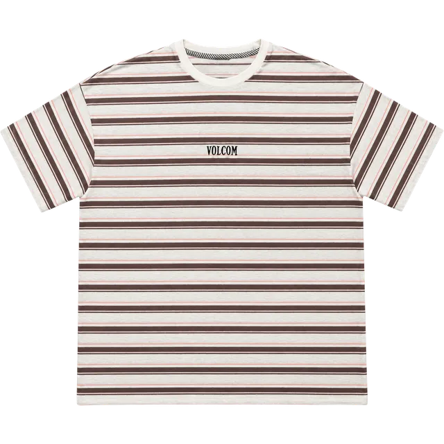 Volcom Coco Ho SS T-Shirt One Size Fits Most White Brown Striped