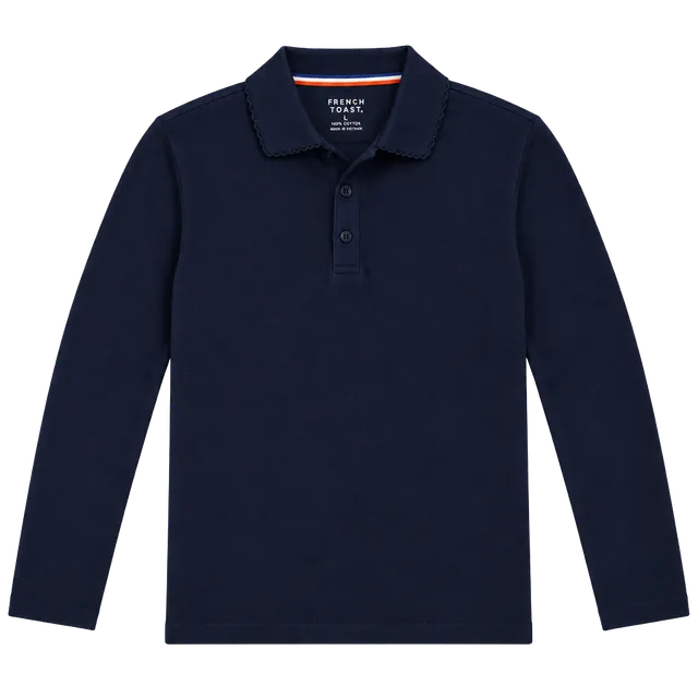 French Toast Long Sleeve Picot Collar Polo Size L(10/12)