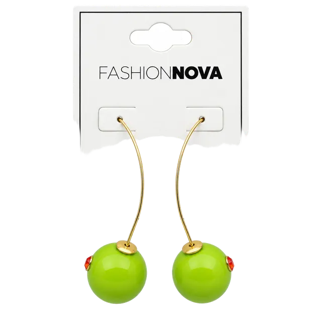 Fashion Nova Olive Martini Pimento Drop Earrings Green Gold