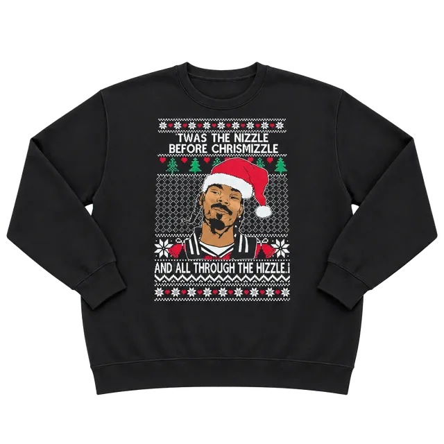 Jerzees Snoop Dogg Sweatshirt Size Large Black Ugly Christmas