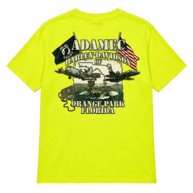 Harley-Davidson Adamec Orange Park T-Shirt Neon Yellow Graphic