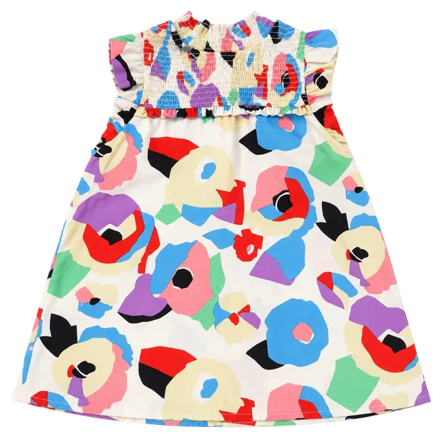 THML Smocked Ruffle Neck Top Multi Floral Print (k) 