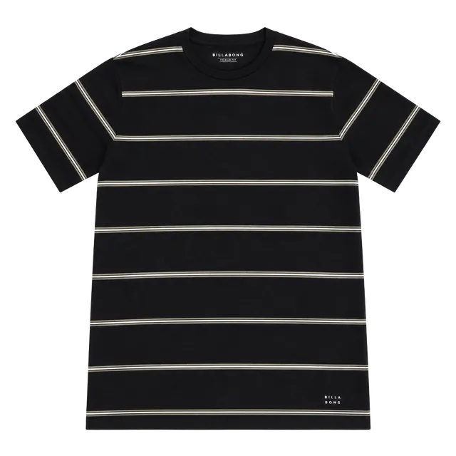 Billabong Striped T-Shirt Size Large Black Tailored Fit