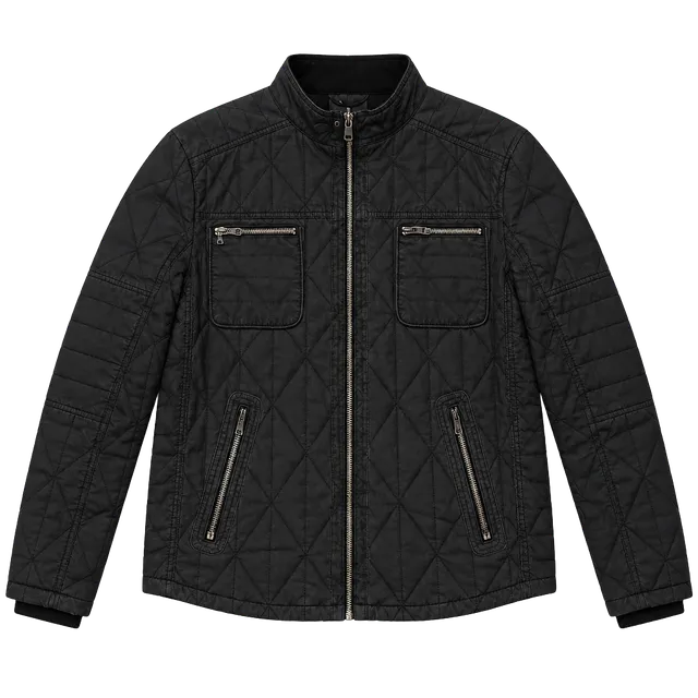 Rock & Republic Quilted Bomber Jacket XXL Black Cotton Utility
