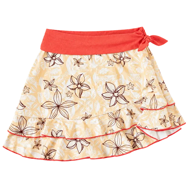 Disney Moana Swim Skirt Size 5/6 Orange Floral Ruffle Swimwear