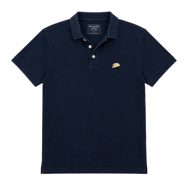 Abercrombie & Fitch Polo Shirt Size M Navy Taco Graphic