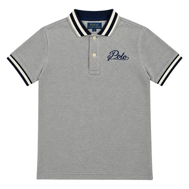 Polo Ralph Lauren Tiger Patch Polo Shirt Size 7 Grey Boys New