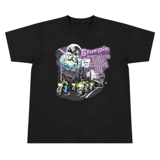 Vintage Fruit Of The Loom x 1998 Sturgis Black Hills Rally T-Shirt Size XL Black