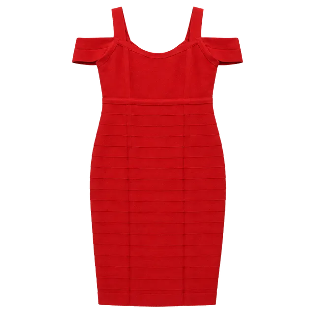 Bold Elements Dress Size L Red Cold Shoulder Bodycon