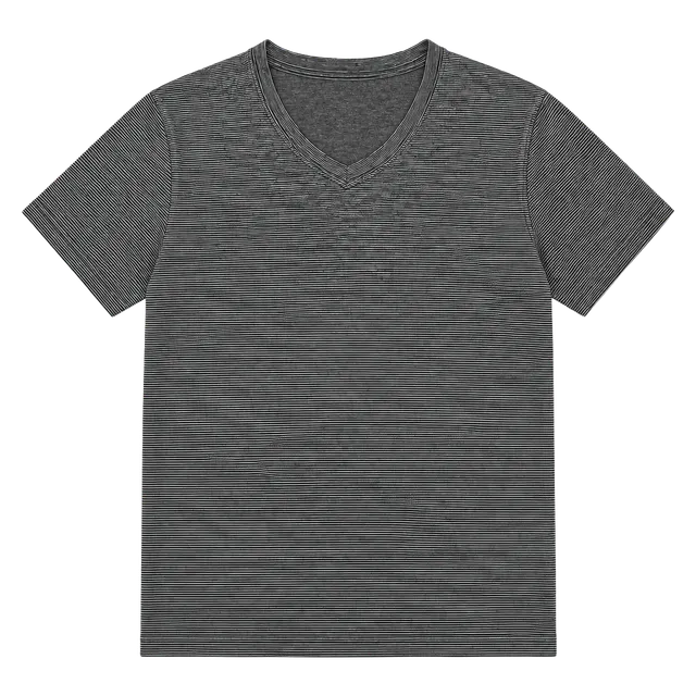 TravisMathew V-Neck T-Shirt Size L Black White Striped Short Sleeve Top