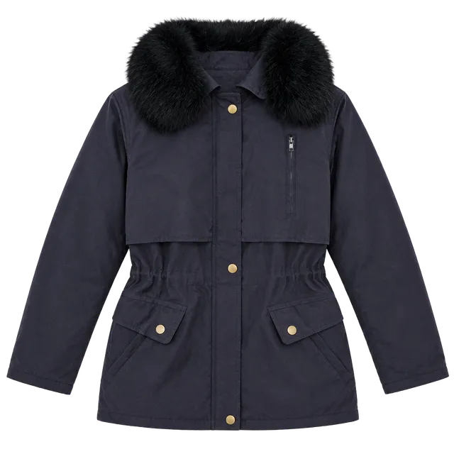 Guy laroche Skea Paris Vail Vintage Black Ski Jacket Faux Fur Trim Winter