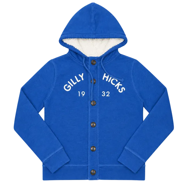 Y2K style Gilly Hicks 1932 Sherpa Lined Button Hoodie Blue