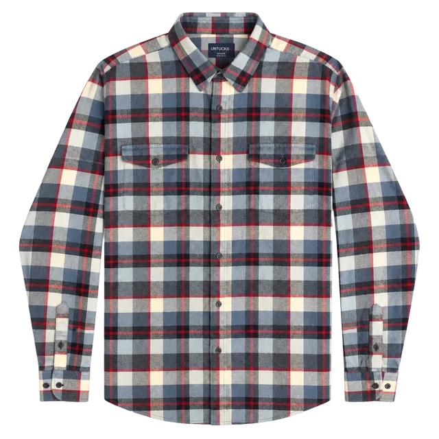 UNTUCKit Flannel Plaid Shirt Size XX-Large Blue Red Long Sleeve Cotton