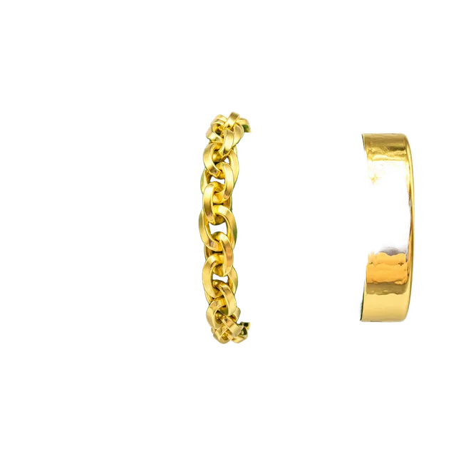 Vintage Gold Tone Chunky Double Link Chain Bracelet 7.5 Inch