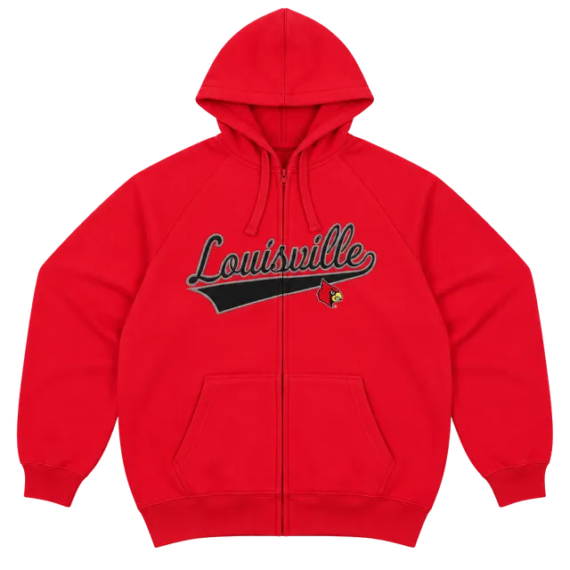 J America Louisville Cardinals Zip Hoodie Size XL Red
