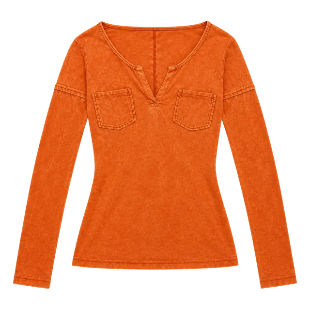 Gypsy 05 Long Sleeve Henley Top Orange Tie Dye