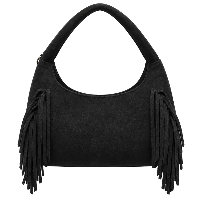 Universal Thread Black Suede Fringe Shoulder Bag